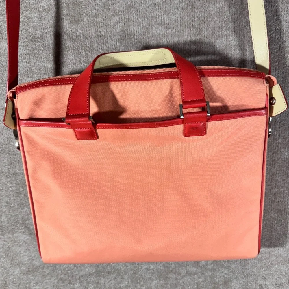 TUMI Nylon Messenger Bag Womens Orange Trim Laptop Travel Crossbody